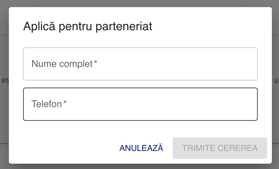 Formular de aplicare partener (Apply)